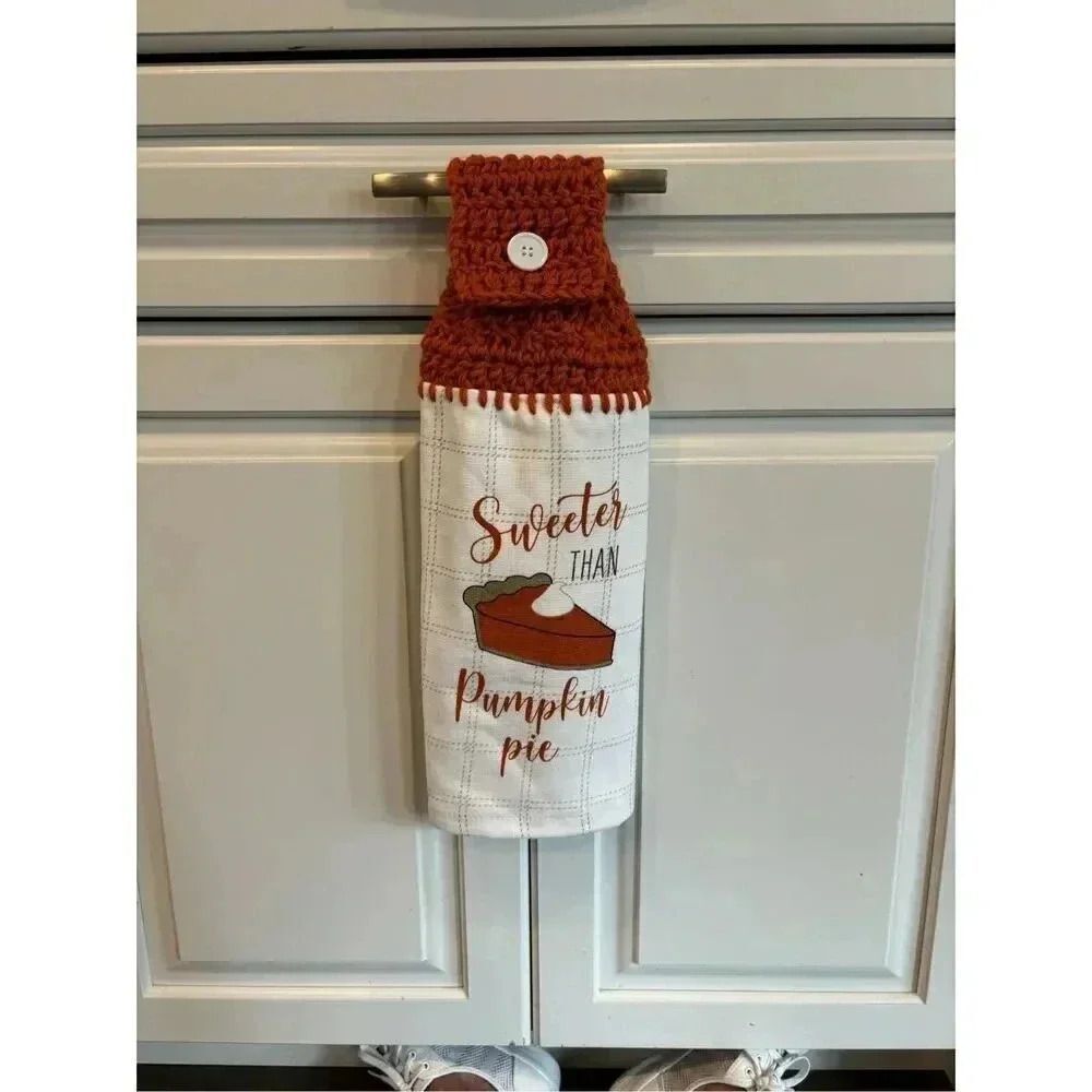 Crochet Top Kitchen Towel- Sweeter then pumpkin pie